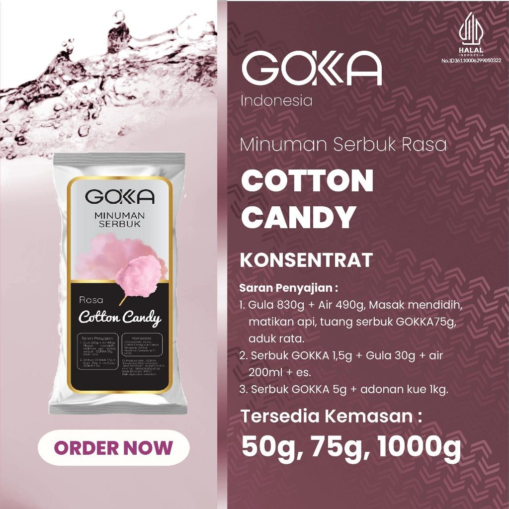 

Minuman Bubuk Rasa Gula Kapas / Powder Cotton Candy Gokka Kemasan 50gr