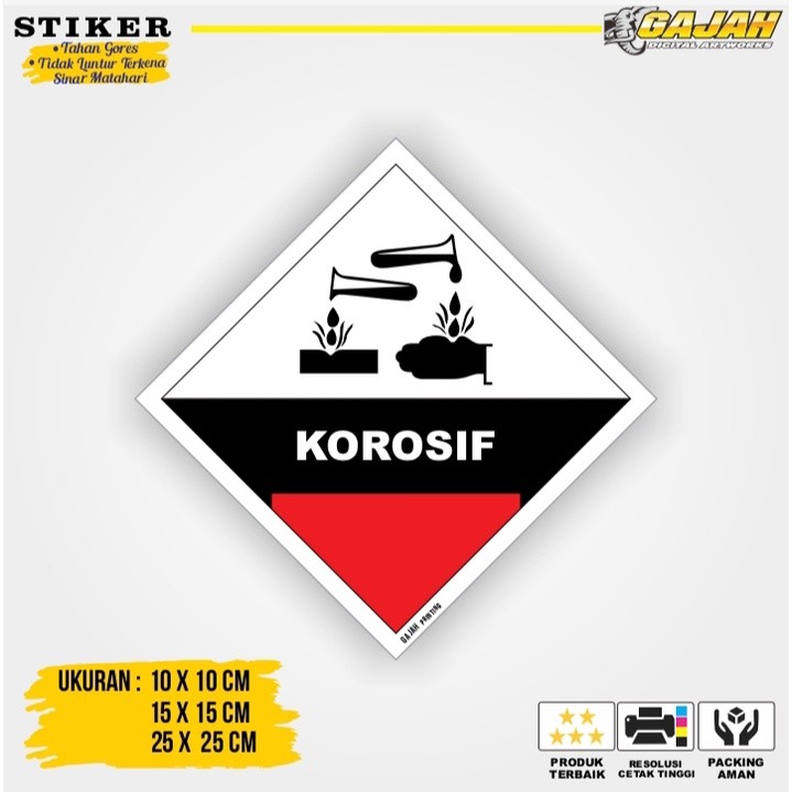 

Stiker Simbol Label K3 Limbah B3 Hazmat Korosif