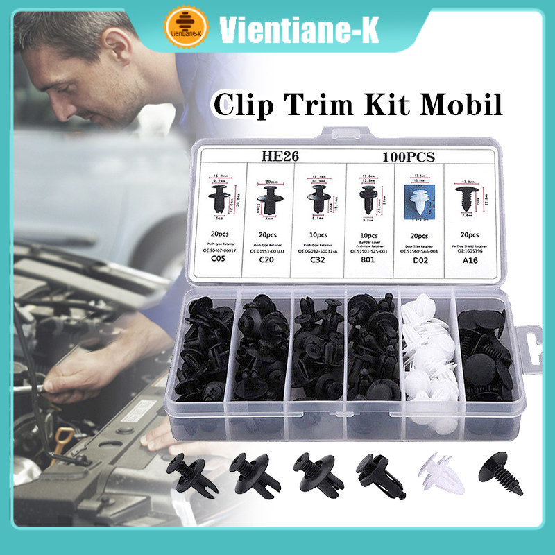100PCS Klip Bumper Baut Body Mobil Push Retainer Pin Rivet Bumper Mobil Alat Auto Fastener Clip