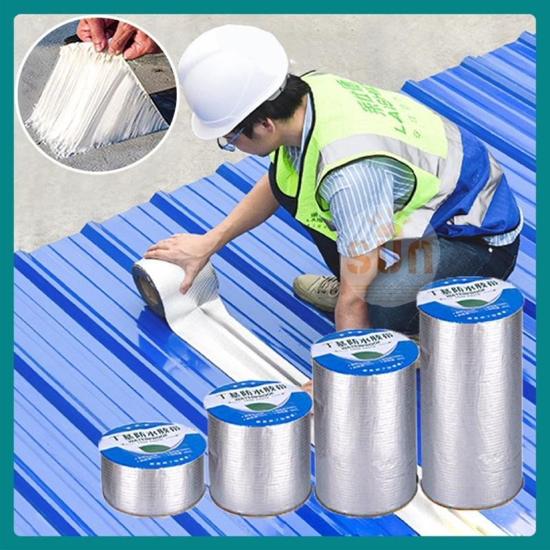 

CUCI GUDANG//LAKBAN ANTI BOCOR 5cm & 10cm X 5M AIR ALUMUNIUM FOIL BUTYL SUPER WATERPROOF TAPE TAMBAL SILVER / Isolasi Double Tape Waterproof untuk