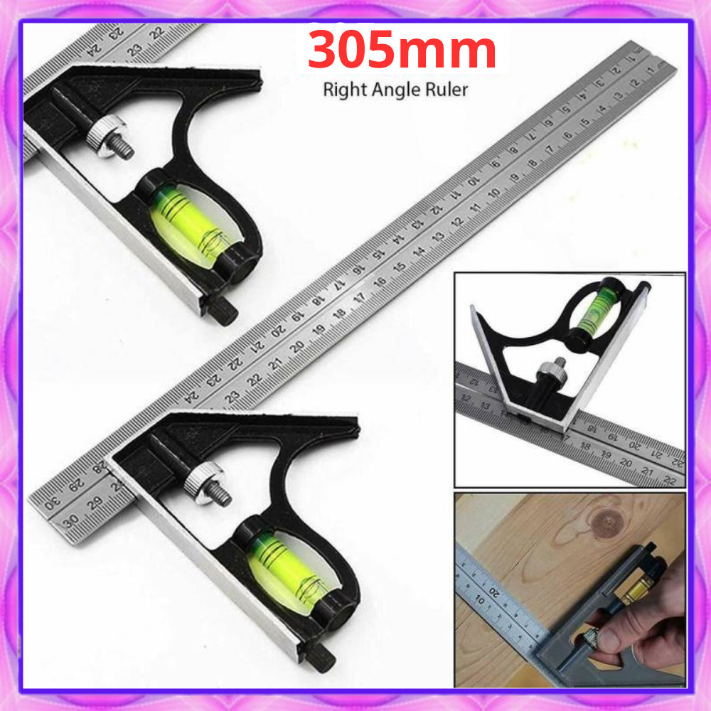 

Anissa_store-Penggaris siku waterpas Tukang Siku Mistar Multifungsi ada Waterpass UKURAN 305mm Penggaris Tukang-COD