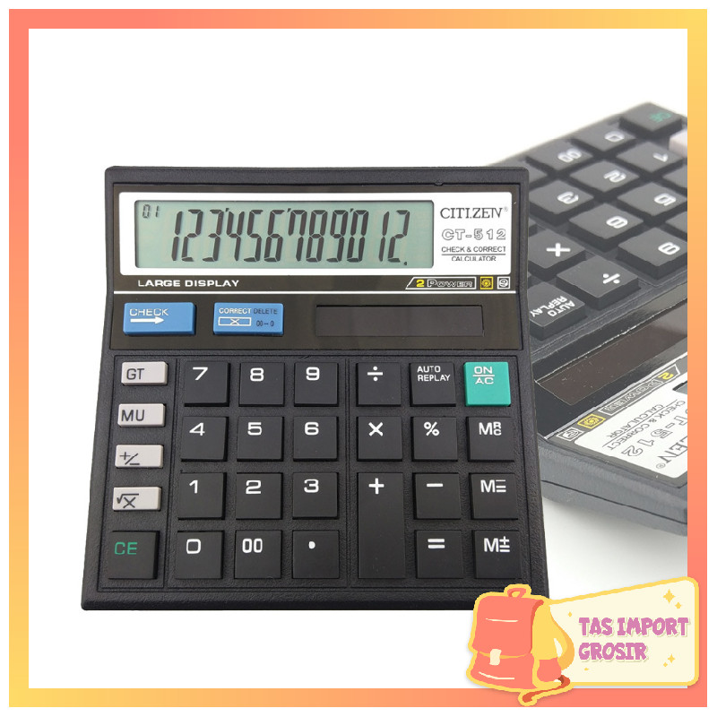 

Tas Import - 6551 Kalkulator Dual Power / Kalkulator CT-512 12 Digit / 12 Digits Dual Power Calculator / Kalkulator Dagang CT-512
