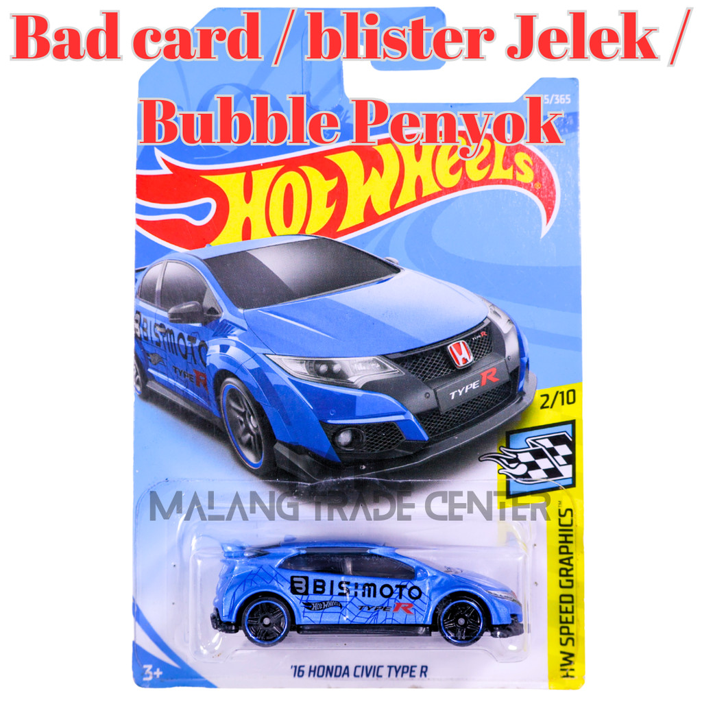 Hot Wheels 2016 Honda Civic Type R Biru Bisimoto Blister Jelek / Bad Card / Anggap Loose