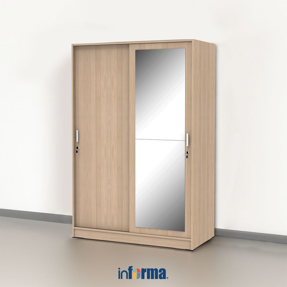 Informa Rana Lemari Pakaian Pintu Geser - Cokelat Maple Wardrobe Storage Kabinet Tempat Simpan Baju 