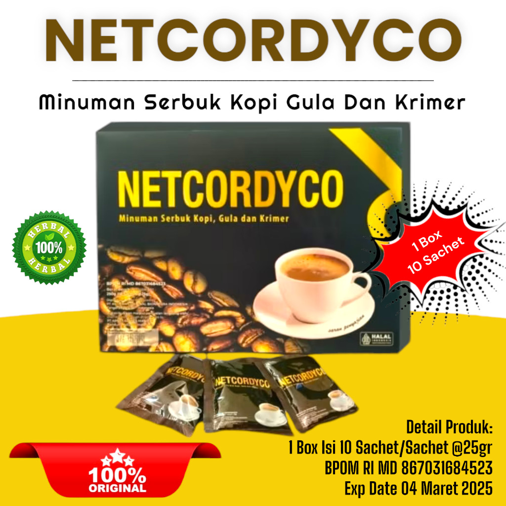 

NET CORDYCO 1 BOX ISI 10 SACHET | 100% DIJAMIN ORIGINAL | BISA BAYAR DI RUMAH