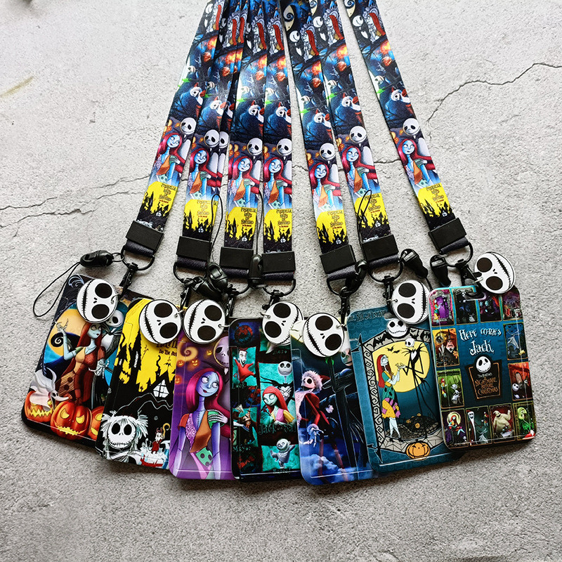 

The Nightmare Before Christmas ID Badge Holder Lanyards Pendant Door Card Holders Neck Strap Jack Skell Keychain Credential