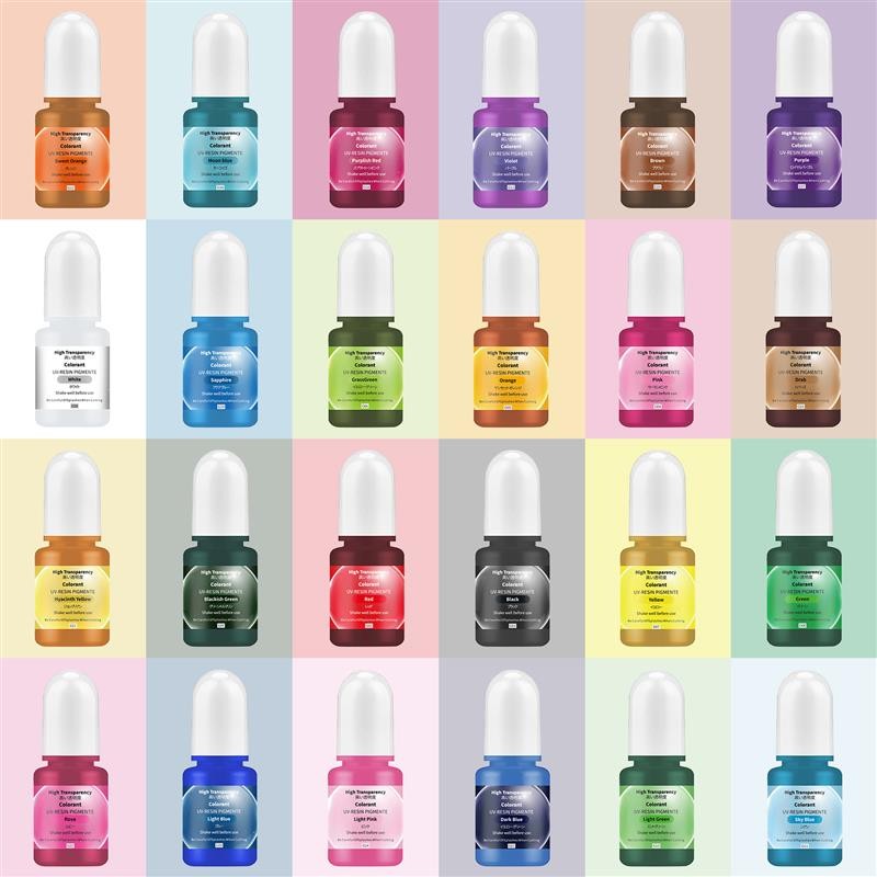 

24 Colors Luminous Epoxy UV Resin Pigment Alcohol Ink Set Glowing in Dark Liquid Colorant Fluorescent Dye for DIY Jewelry Making