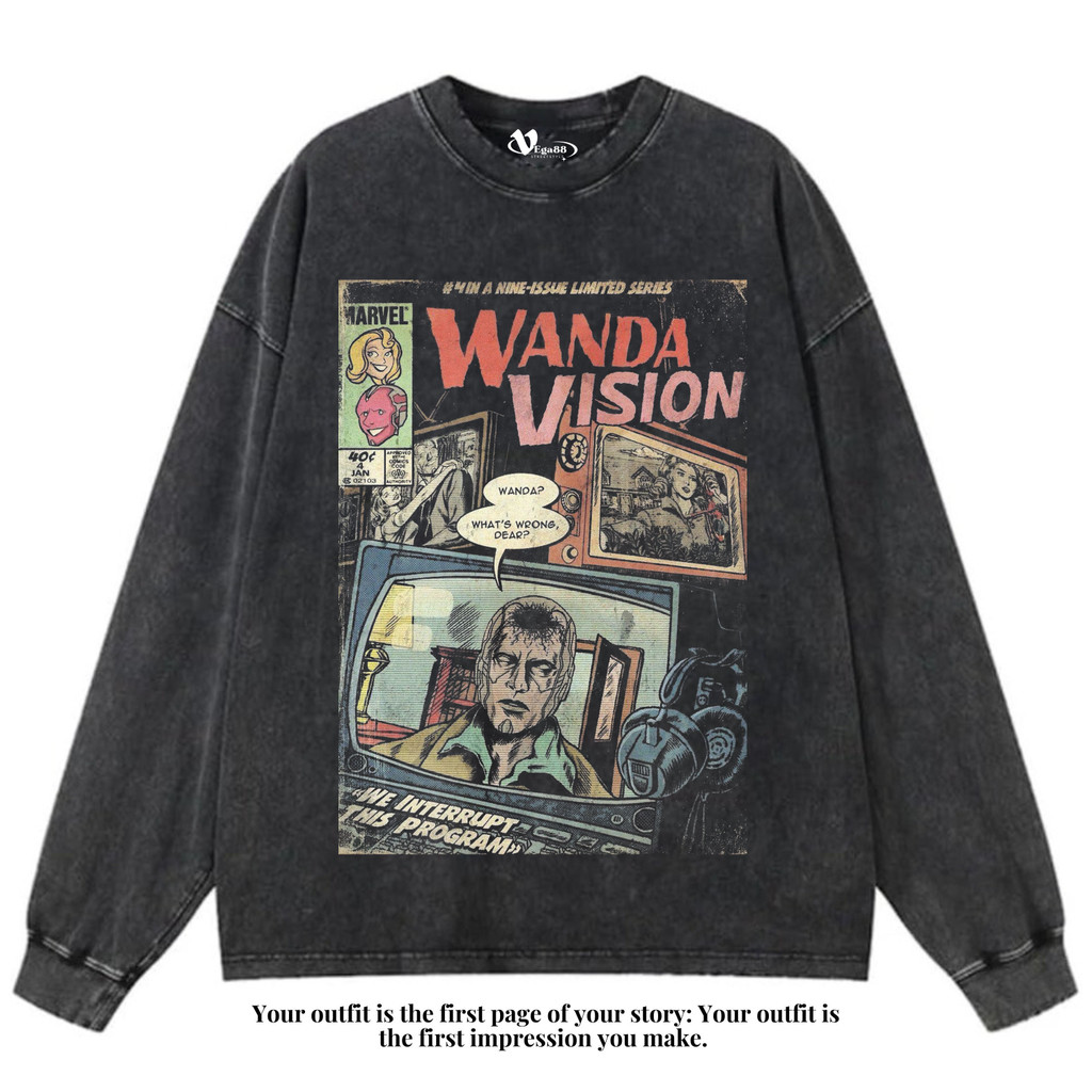 VEGA88 *wanda vision* Kaos oversize longsleeve | t-shirt oversized | kaos washed | washing | vintage