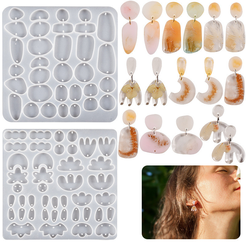 

Diy Crystal Epoxy Resin Irregular Earrings Pendant Silicone Mold Geometry Necklace Pendant Jewelry Making Keychain Pendant Craft