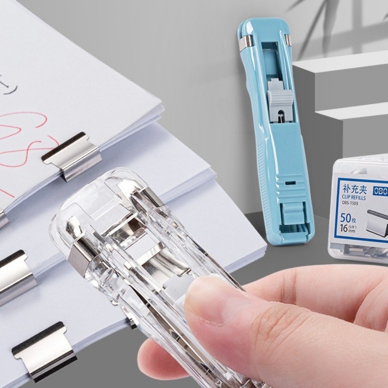 

Mini Traceless Reusable Hand Clamp Push Stapler Paper Book File Office School Student Binder Binding Tools Supplies Accessories