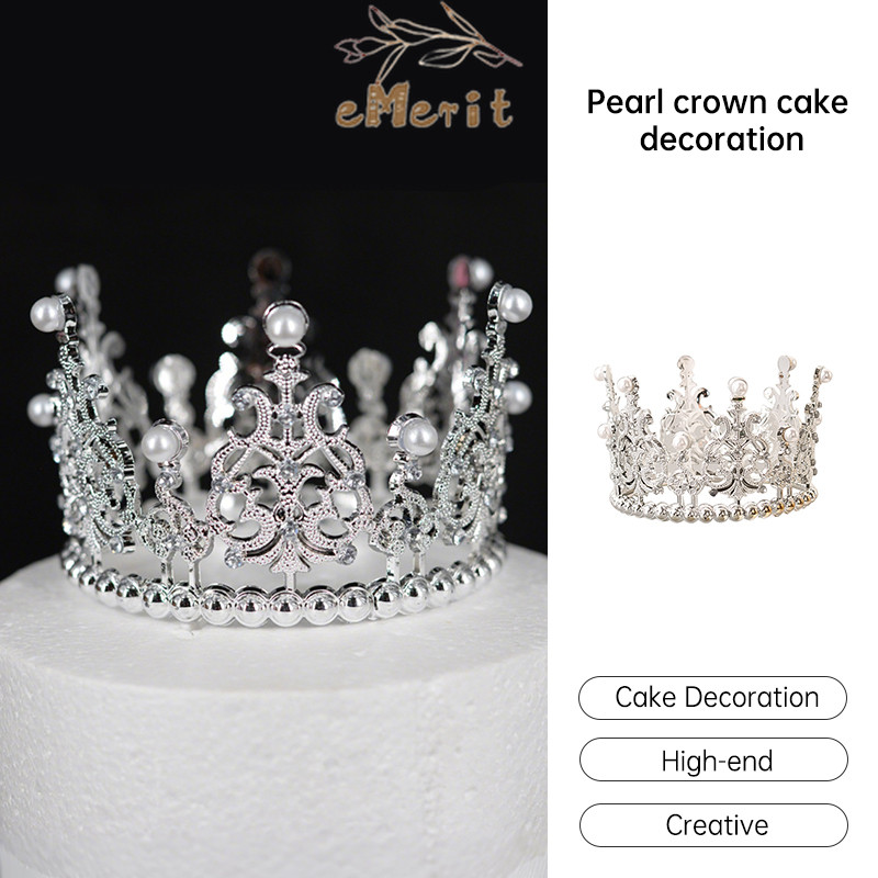 Hiasan Kue Mahkota Mutiara Hiasan Kepala Pengantin Hiasan Kue Hiasan Bunga eMerit