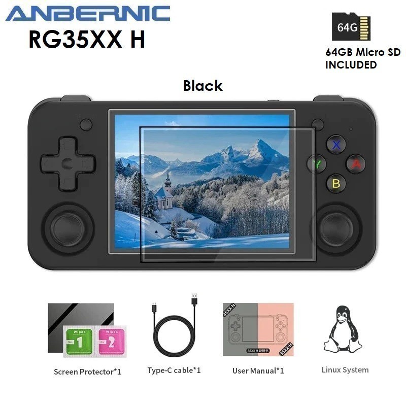GROSIRUNIK99 ANBERNIC RG35XX H 64GB - Emulator Retro Game Handheld Console