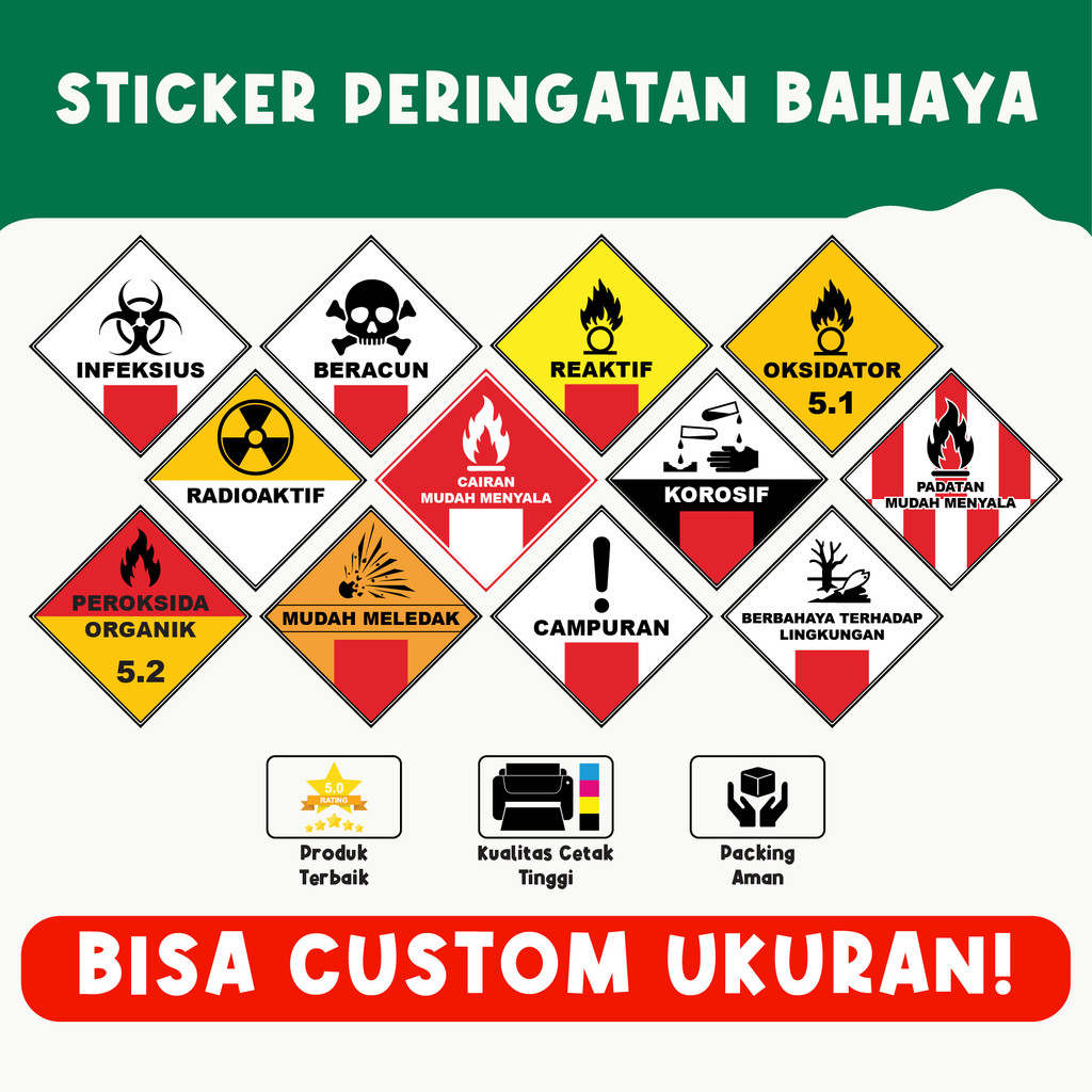 

Sticker PERINGATAN BAHAYA – Label Keamanan untuk Keselamatan, Material Vinyl Berkualitas, Bisa Custom Ukuran