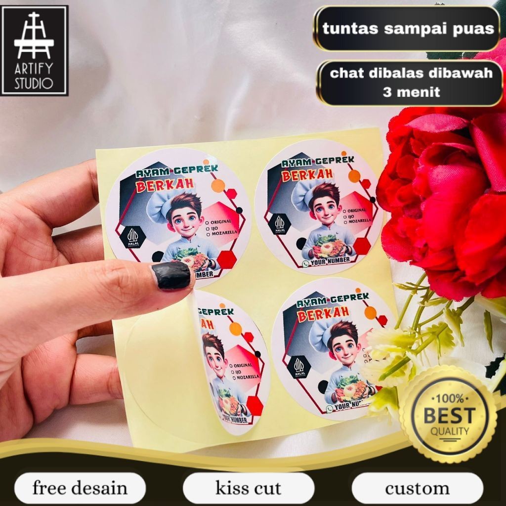 

Artify 2-4 Ready Stiker Makanan Ayam Geprek Label Kardus Catering Sticker Fried Chiken Free Desain