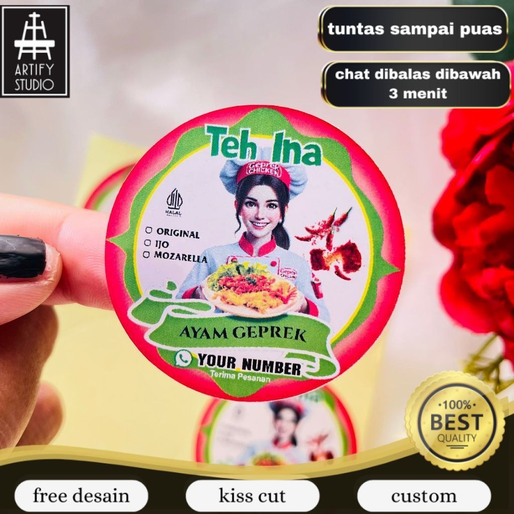 

Artify 9-15 Stiker Ayam Geprek Label Makanan Box Kardus Catering Sticker Bulat Chromo Uk.Besar