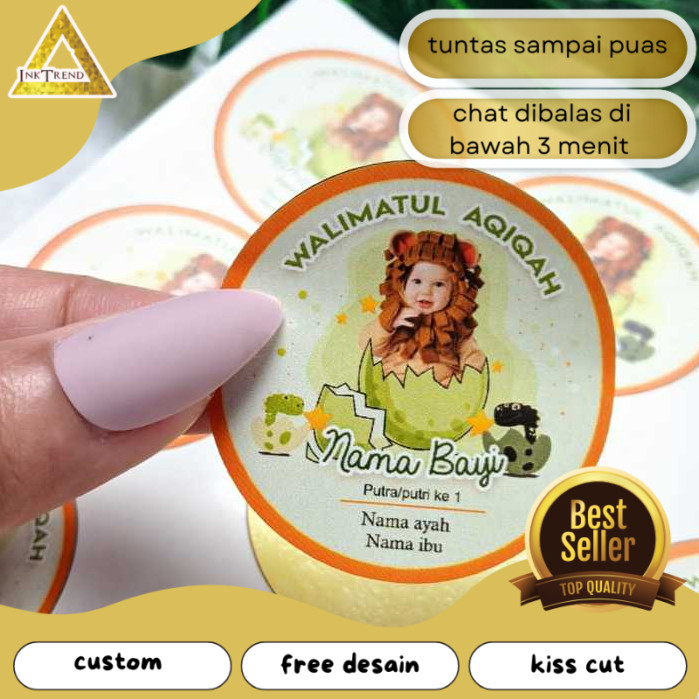 

INKA Stiker Bulat Label Tasyakuran Aqiqah Bayi Sticker Nama Anak Ucapan Kelahiran Akikah Kecil