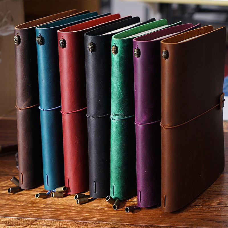 

Leather Travel Notebook Retro Leather Travelers Notebook Handmade Business Loose-leaf Planner Cowhide Diary Joural Book