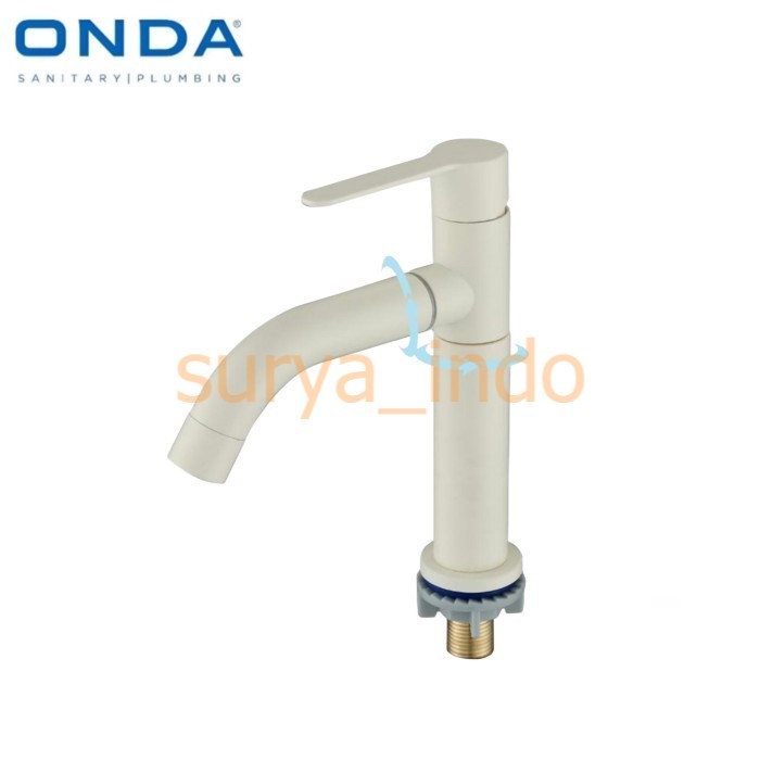 KRAN WASTAFEL 1/2" ONDA Y 21 WH KERAN CUCI TANGAN MODEL BAMBU PUTAR 360 PUTIH