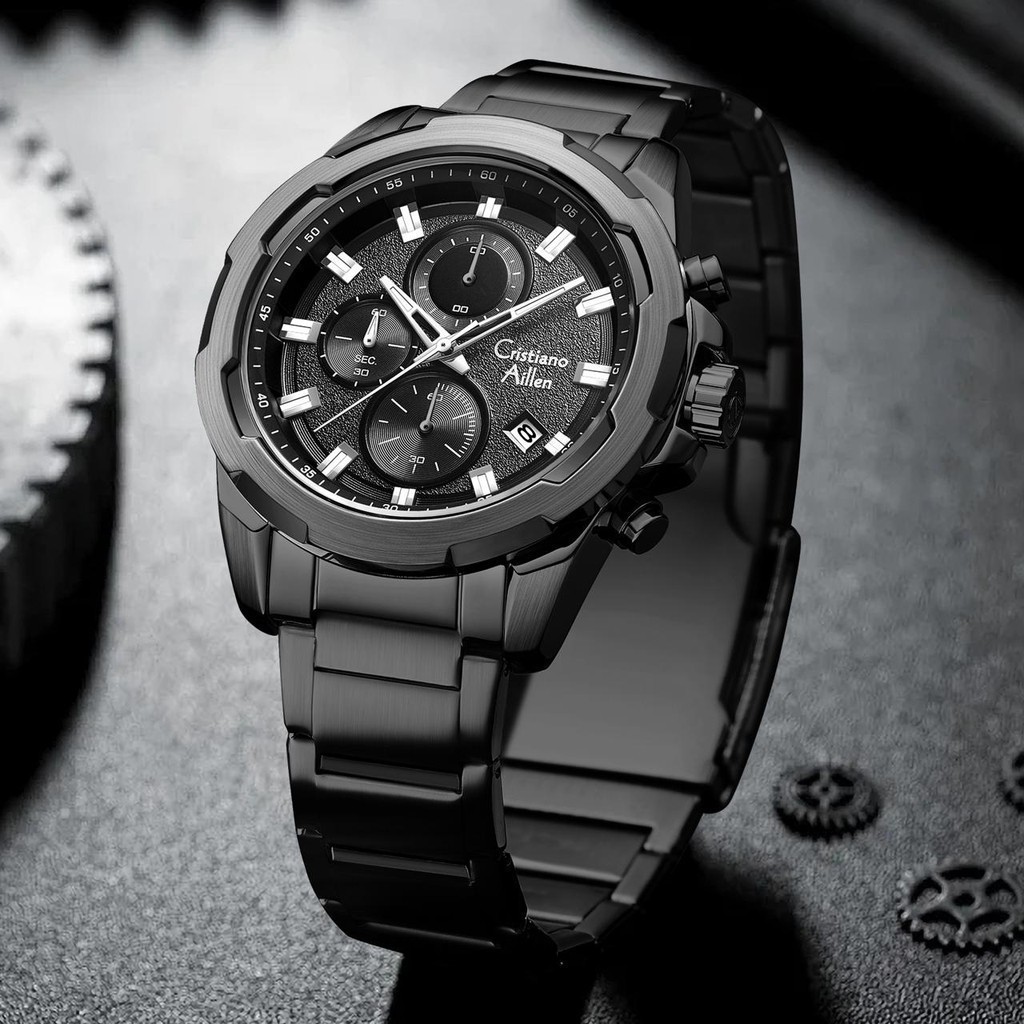 Cristiano Aillen Jam Tangan Analog 8888 Rantai Stainless Steel Water Resistant 3 ATM