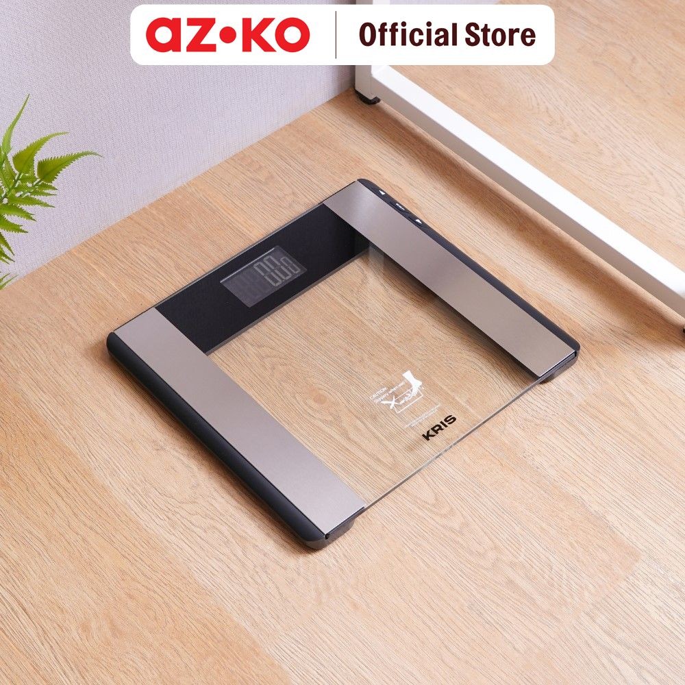 AZKO Kris Timbangan Badan Digital Body Fat & Hydration - Hitam/Transparan Body Weight Scale Alat Pen