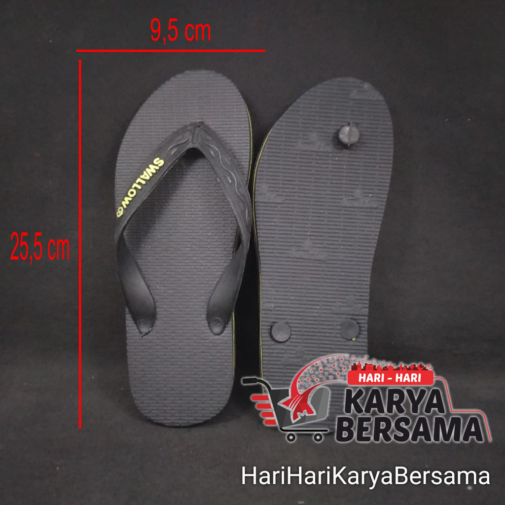 SANDAL SWALLOW HITAM DIAMON UKURAN 10 WARNA RANDOM