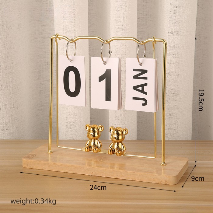

Kalender Vintage Wrought Iron Flip Calendar Creative Decoration - BEAR WOOD L