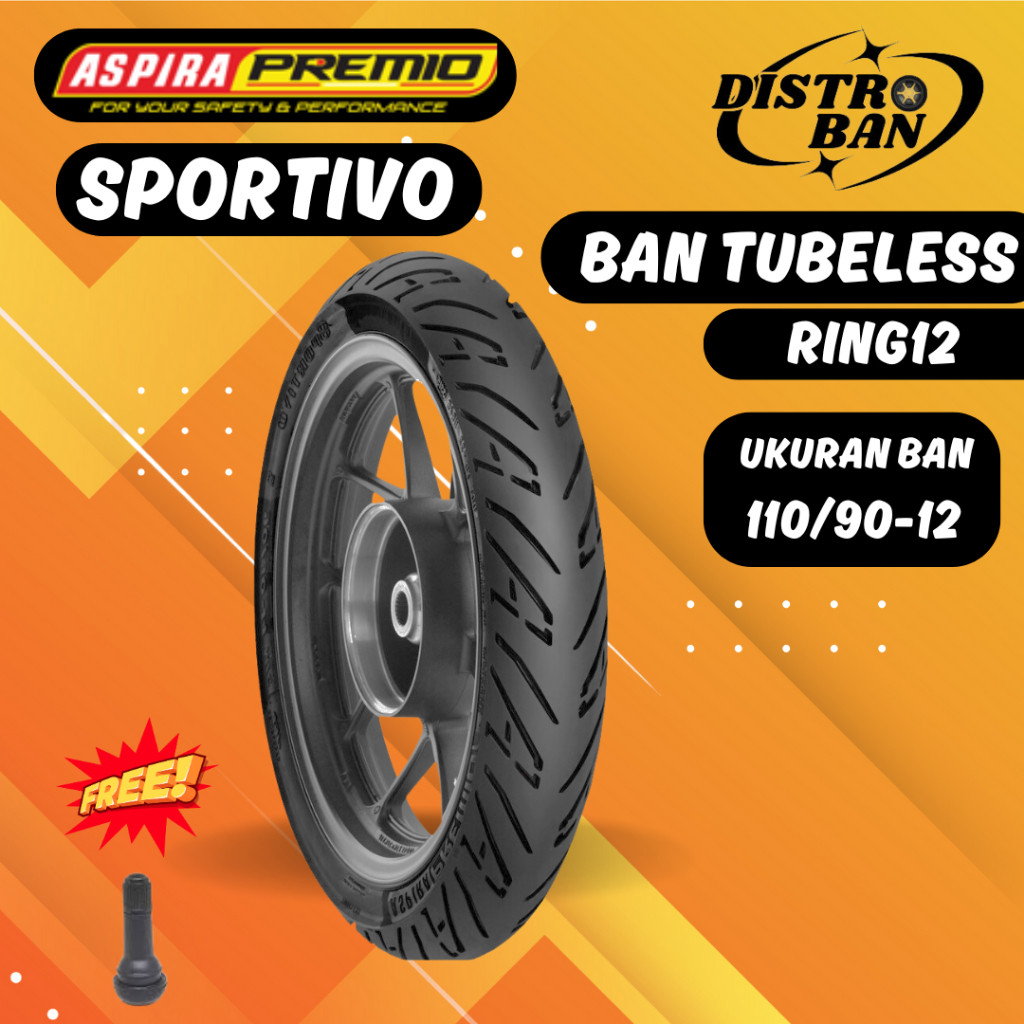 Ban Scoopy Freego Aspira Premio Sportivo 110 90 Ring 12 Ban Belakang Tubeless