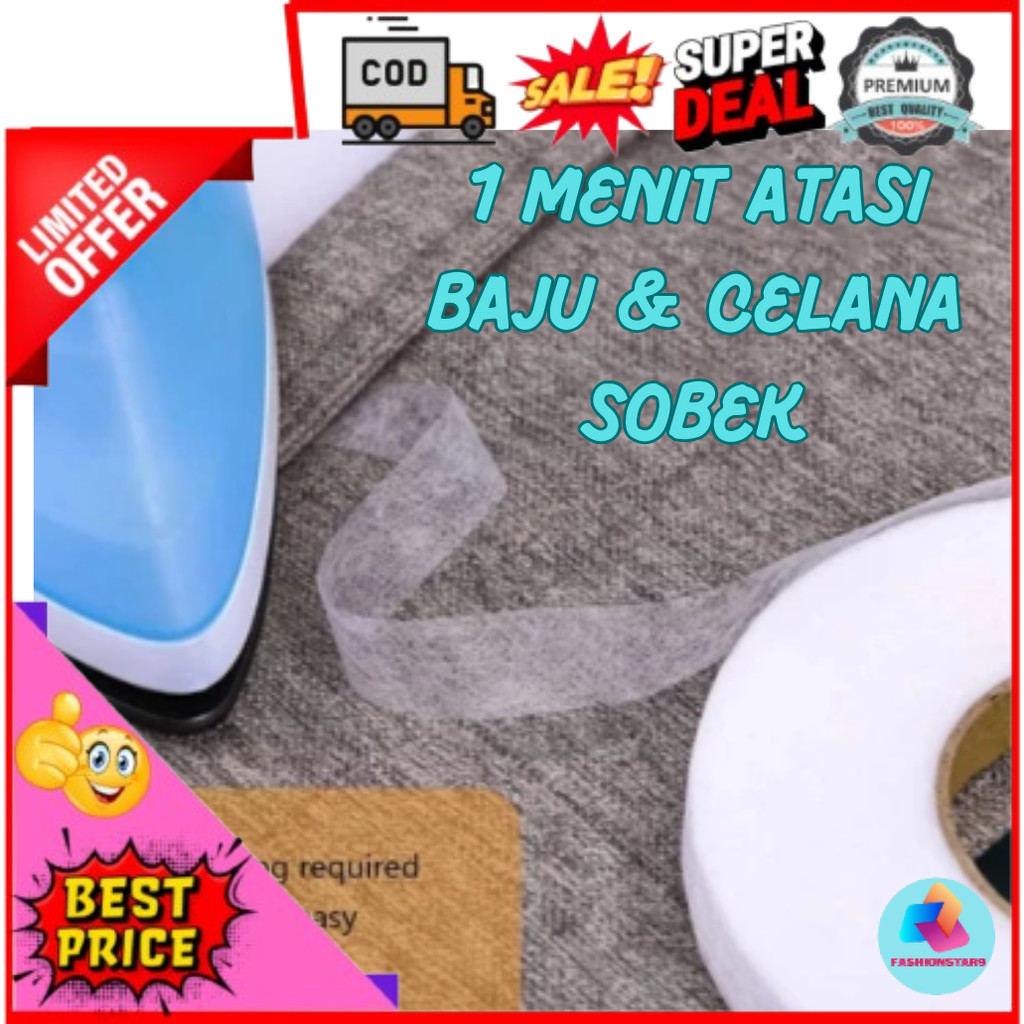 COD Perekat Tekstil Kain 2 Sisi Lem Som Kain 2 Sisi Lem Kain Textile Sobek Super Kuat Tanpa Jahit