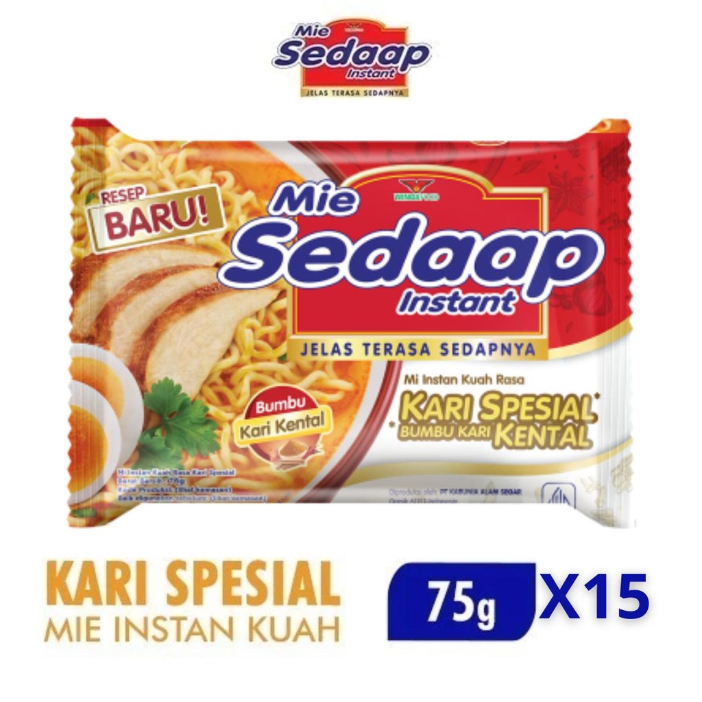 

Sedaap Mei Instan Kuah Kari Spesial Kental 75g x15