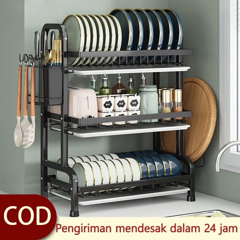 Rak piring stainless steel, rak piring, tempat penyimpanan dapur, rak piring stainless steel