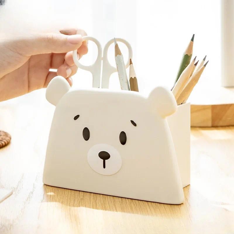 

Office Desk Organizer Pen Pencil Holder Cute Desktop Accessories School Stationery Storage Case Plastic Box for Desk
