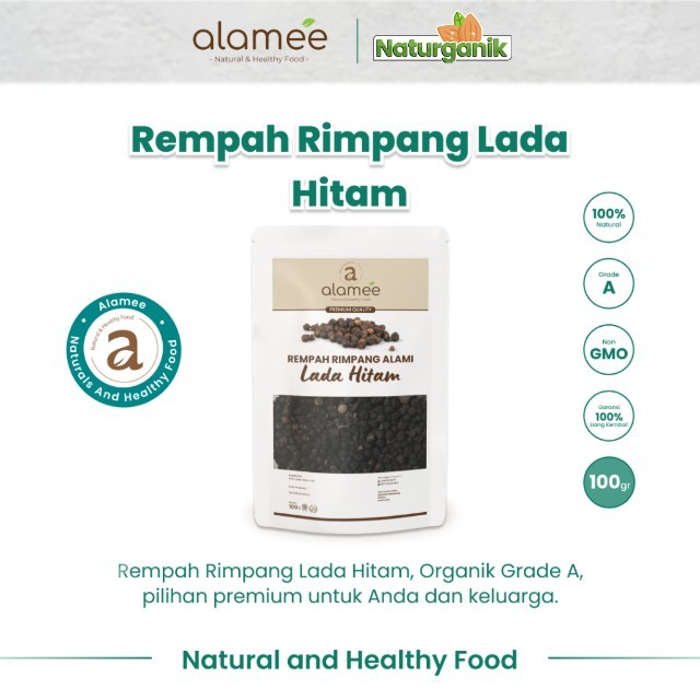

ALAMEE Biji Lada Hitam Blackpepper Organik Utuh Whole Black Pepper Rempah Rimpang Spice 100gr Naturganik