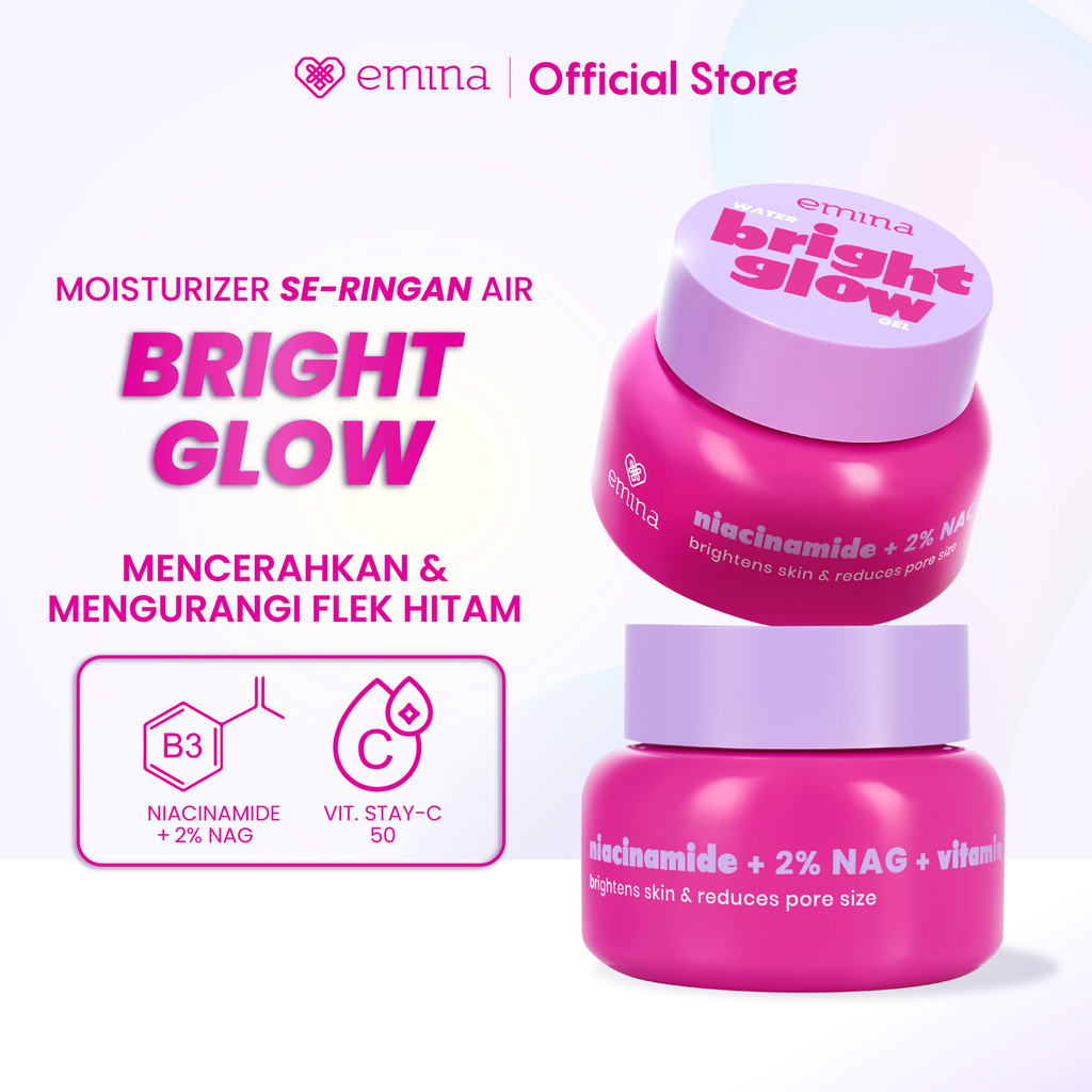Emina Water Bright Glow Gel Moisturizer 30g | Mencerahkan & Mengurangi Flek Hitam, Kulit Glowing, Me