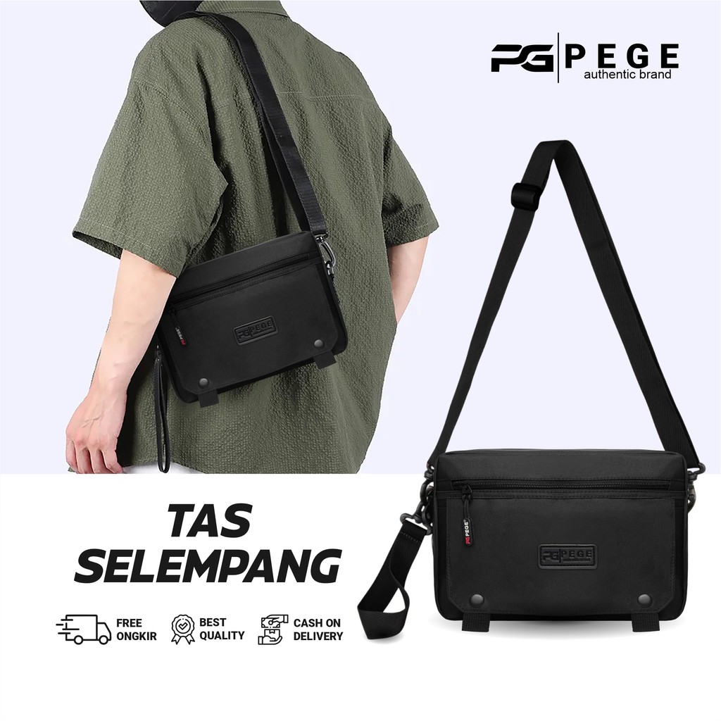 Tas Sling Bag Pria Slempang Hitam PEGE Bubbo Tas Selempang Casual - PG 9099