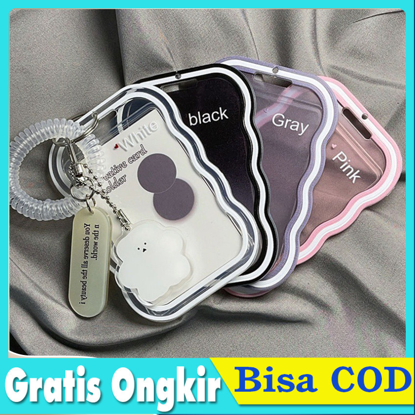 

ID CARD Holder Name Tag Clear Transparent Gradien + Lanyard Transpara / ID Card Case / Frame ID Card/ Name Tag Plastik