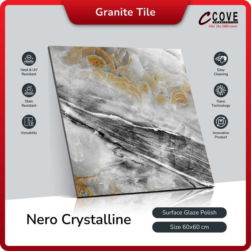 Cove Granite Tile Nero Crystalline 60x60 Granit / Keramik Lantai