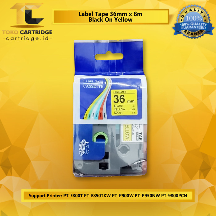 

Label Tape TZE 661 36mm X 8m Black On Yellow PT P950NW PT 9800PCN