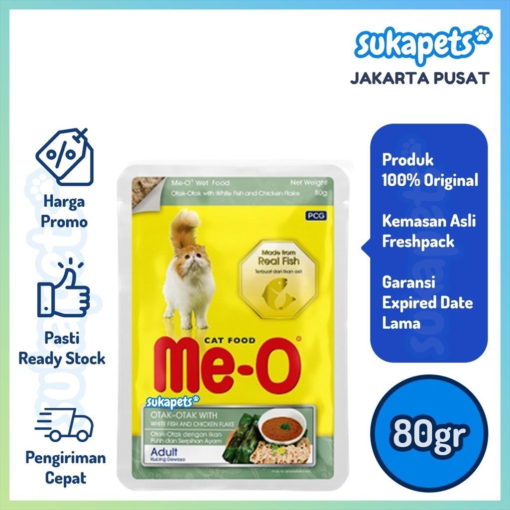 Meo Pouch Otak Otak White Fish Chicken Flake Makanan Kucing Basah 80gr