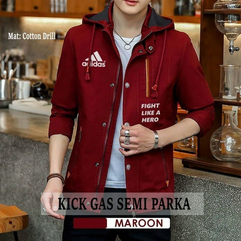 JAKET PRIA SABLON LOGO ADIDAS / JAKET SEMI PARKA
