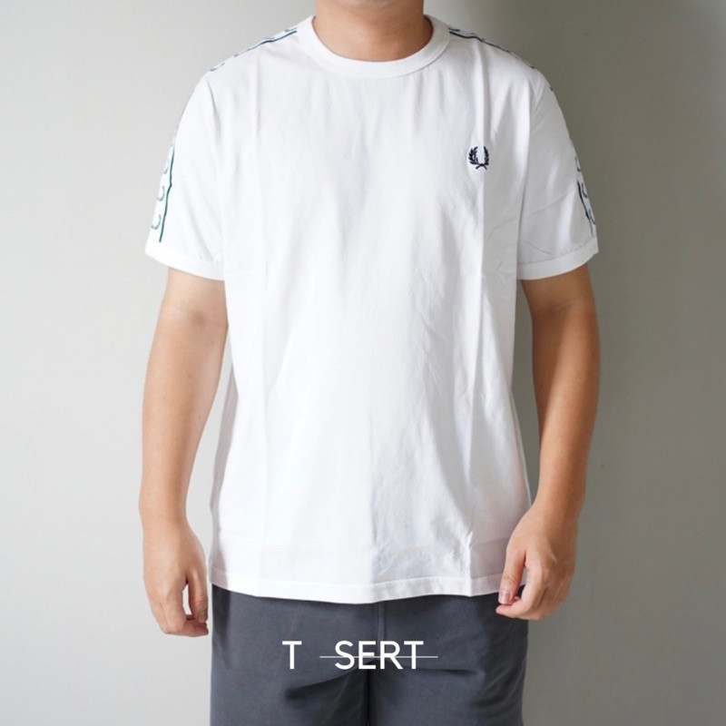FRED PERRY Taped Ringer Tee White Original ( 100% Authentic )