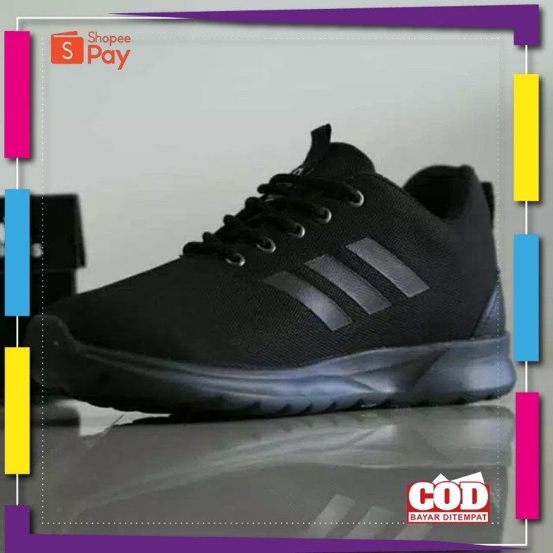 UKURAN SIZE 37 38 39 40 41 42 43 44 45 / Sepatu Sneakers Hitam Polos Fullblack Sepatu Pria Sekolah