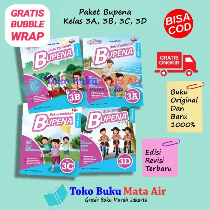 Terlaris ✨ -PAKET SATUAN BUPENA KELAS 3 SD BUPENA 3A,3B,3C & 3D K13N - ERLANGGA - BUPENA 3D