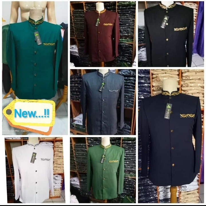 Jasko Tasik Wol Novus Jas Koko Pria Dewasa Bordir Sederhana Kerah Saku Brand Jasco Baju Koko Modern