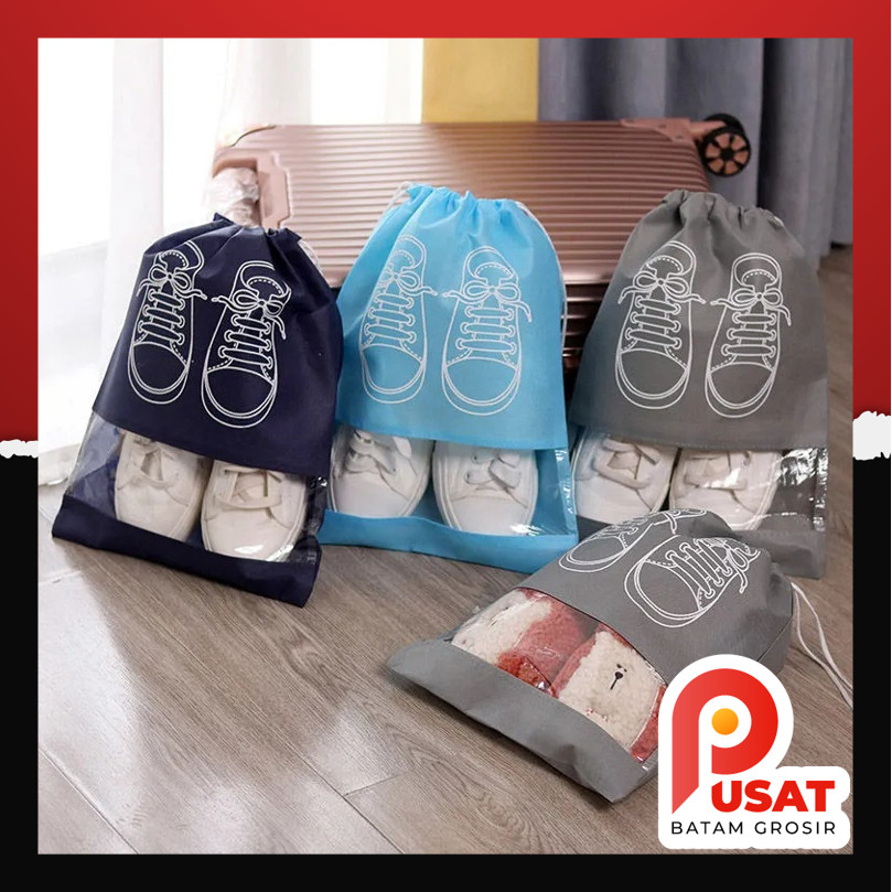 Pusat Batam Grosir - H1163 Kantong Serut Penyimpanan Sandal / Pouch Sepatu / Traveling Pouch Bag / S