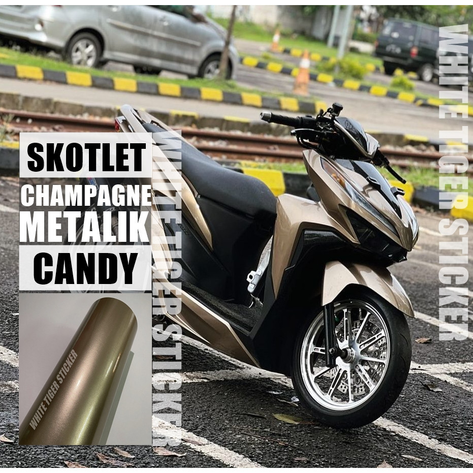 SKOTLET STIKER MOTOR CHAMPAGNE METALIK CANDY LEBAR 50CM SCOTLITE GOLD METALIK CANDY SKOTLET ROSE GOL