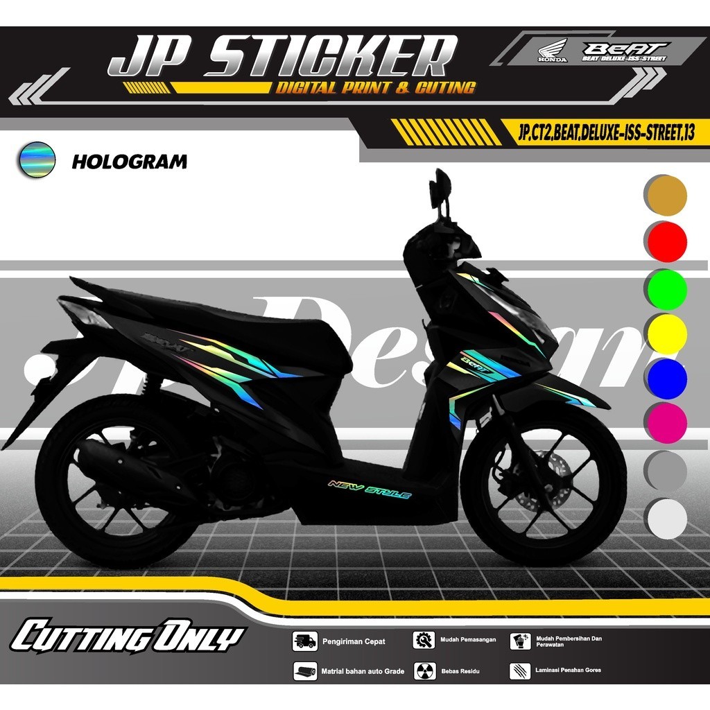 JP Cutting Sticker BEAT DELUXE ISS STREEET - Aksesoris Honda BEAT DELUXE-ISS-STREET VARIASI HOLOGRAM
