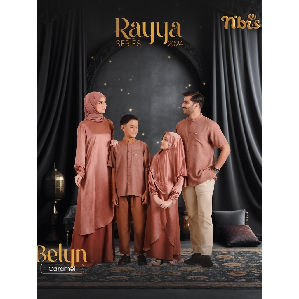 NBRS Sarimbit Keluarga Baju Couple Muslim Keluarga Lebaran 2024 Nibras Rayya Series Belyn Cramel Gam
