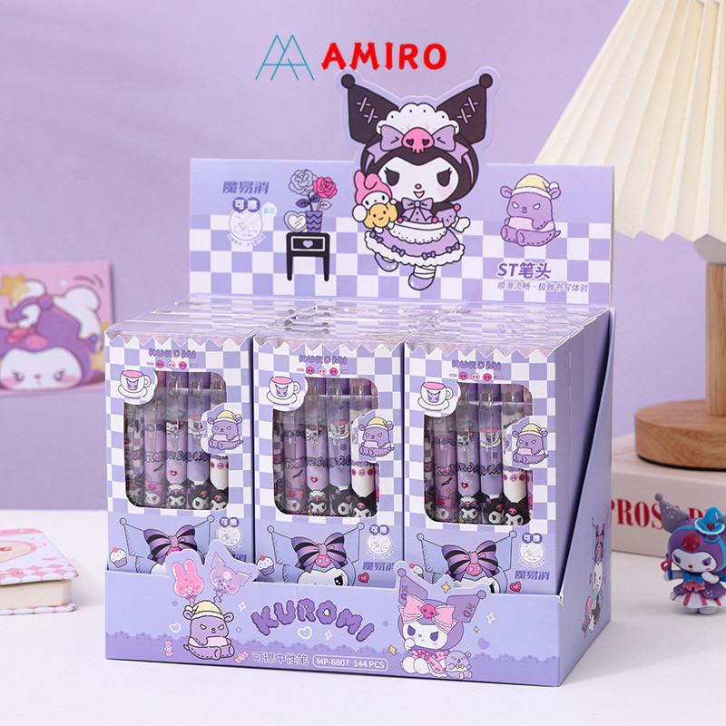 

(12pcs) gelpen Pen Jel Cetak Bisa Hapus Tinta Hitam Bolpoin Gel Erasable Kuromi Black 0.5mm Pulpen Gel Bisa Di hapus