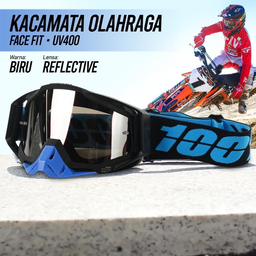 Kacamata Olahraga Unisex Motocross MTB ATV Ski Goggles Fit Face Reflective Kacamata Goggles Ski Tact