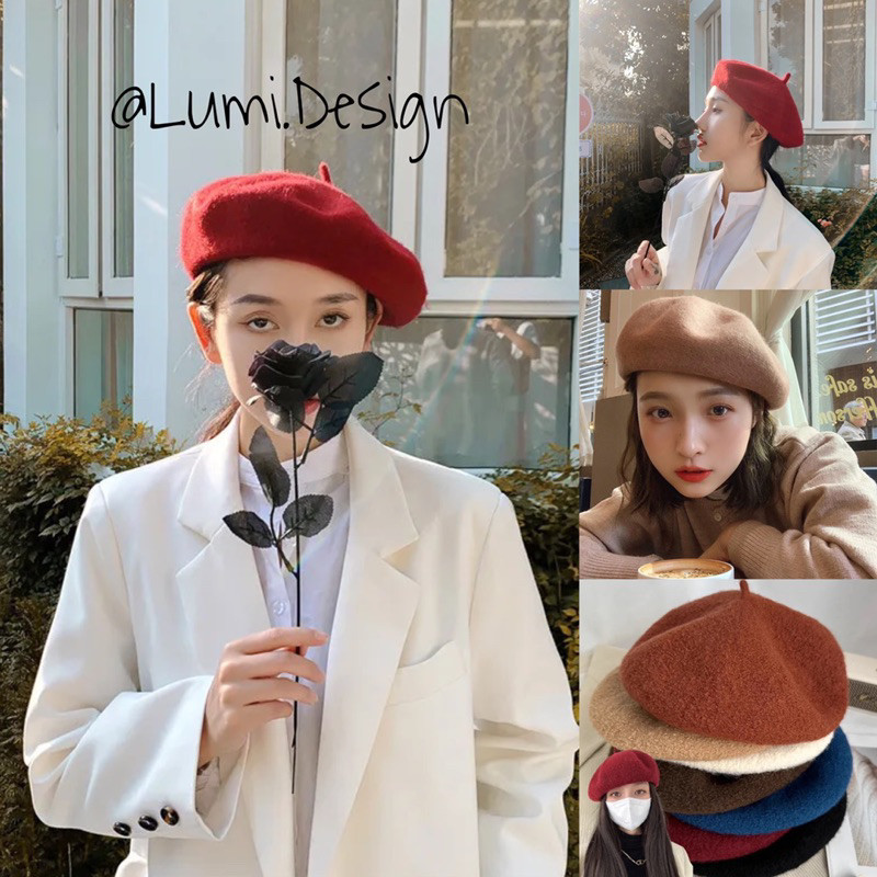 French Beret winter hat wool topi winter wol Topi Pelukis import